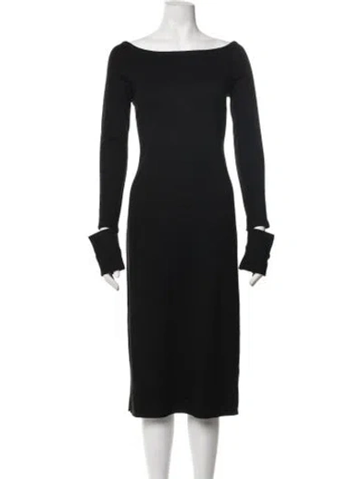 Pre-owned Helmut Lang Wool Midi Length Dress In Black