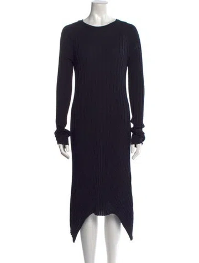 Pre-owned Helmut Lang Wool Midi Length Dress In Blue