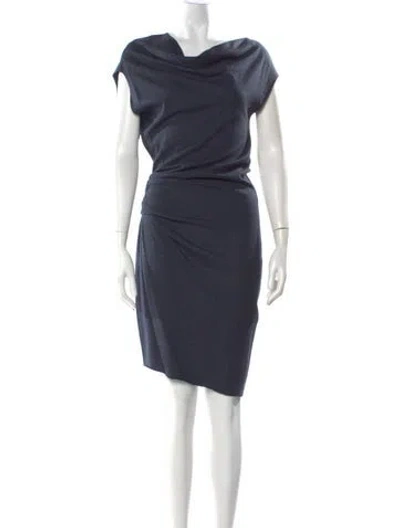 Pre-owned Helmut Lang Wool Midi Length Dress In Blue