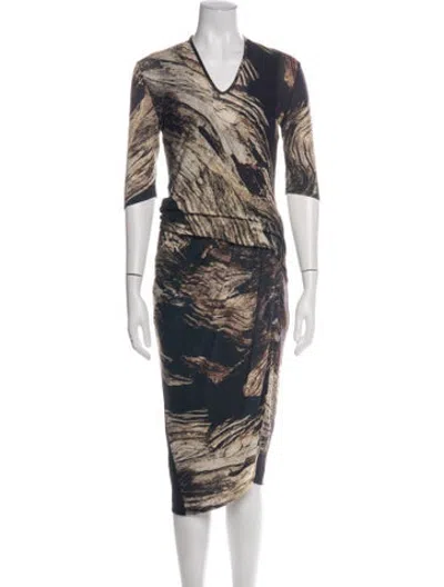 Pre-owned Helmut Lang Wool Midi Length Dress In Brown