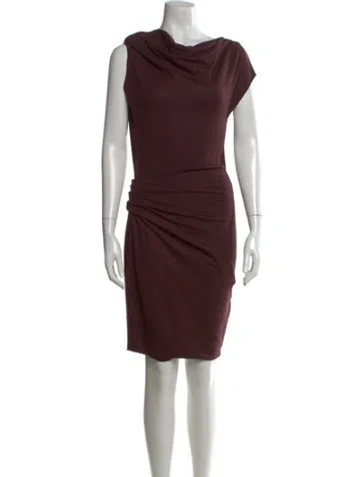 Pre-owned Helmut Lang Wool Midi Length Dress In Burgundy
