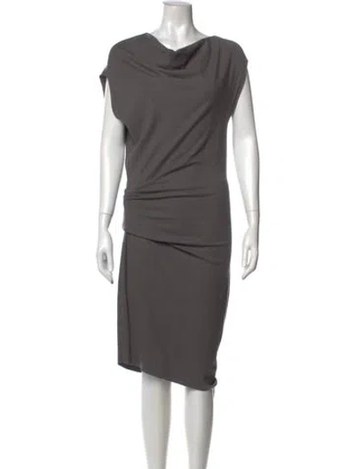 Pre-owned Helmut Lang Wool Midi Length Dress In Gray