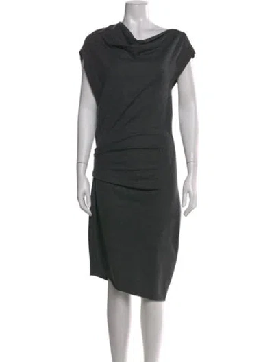 Pre-owned Helmut Lang Wool Midi Length Dress In Gray