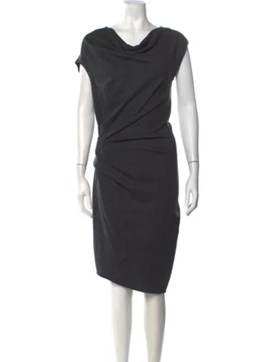 Pre-owned Helmut Lang Wool Midi Length Dress In Grey