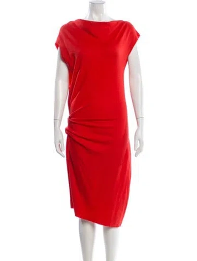 Pre-owned Helmut Lang Wool Midi Length Dress In Red