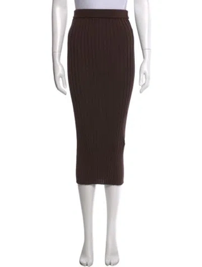Pre-owned Helmut Lang Wool Midi Length Skirt In Brown