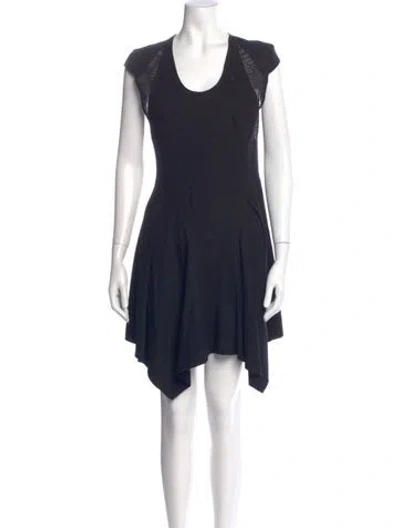 Pre-owned Helmut Lang Wool Mini Dress In Blue