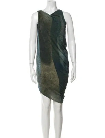 Pre-owned Helmut Lang Wool Mini Dress In Green