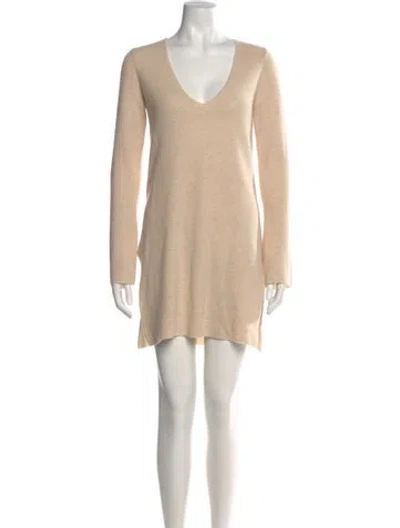 Pre-owned Helmut Lang Wool Mini Dress In Neutral