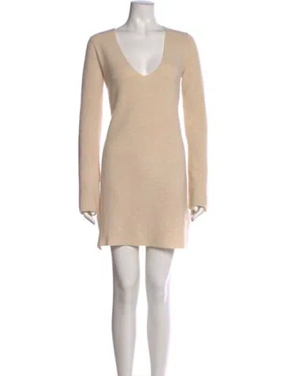 Pre-owned Helmut Lang Wool Mini Dress In Neutral