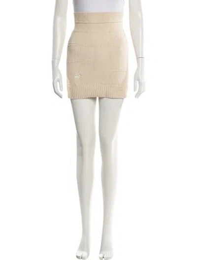 Pre-owned Helmut Lang Wool Mini Skirt In Neutral