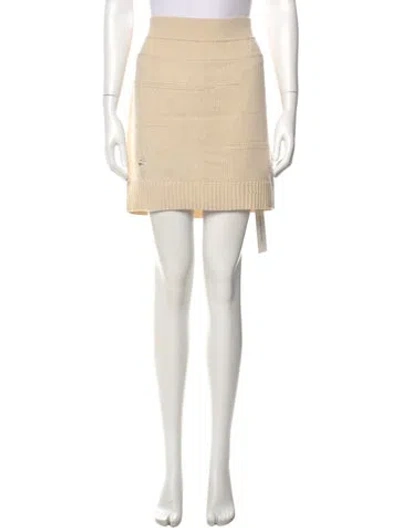 Pre-owned Helmut Lang Wool Mini Skirt In Neutral