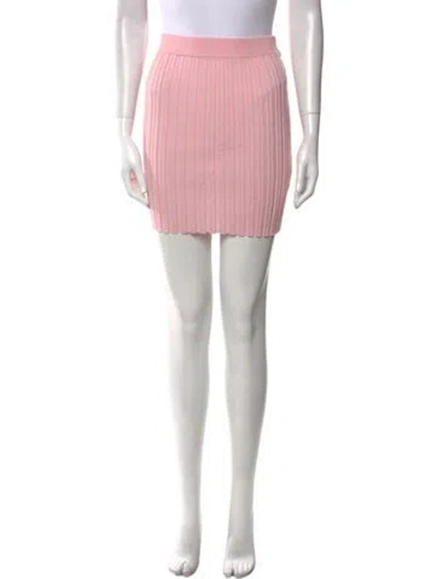 Pre-owned Helmut Lang Wool Mini Skirt In Pink
