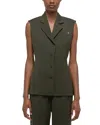 Helmut Lang Modest Wool Vest In Green Melange