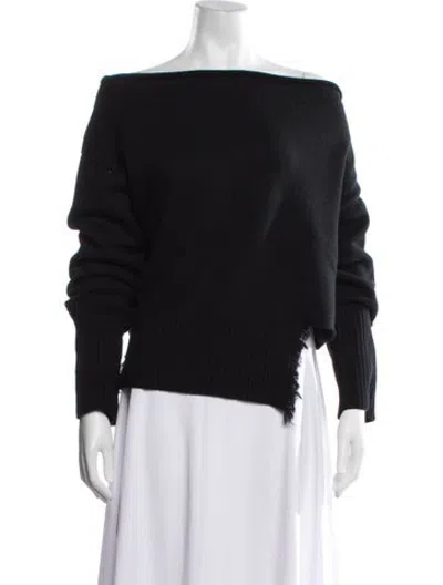 Pre-owned Helmut Lang Wool Off-the-shoulder Sweater In Black