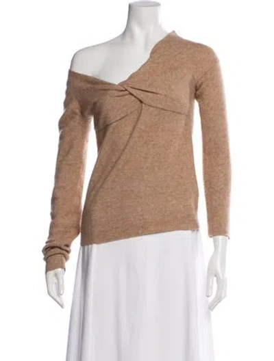 Pre-owned Helmut Lang Wool Off-the-shoulder Sweater In Brown