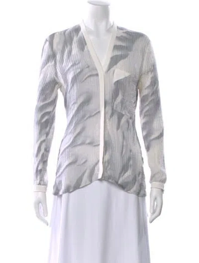 Pre-owned Helmut Lang Wool Patterned Blouse In Gray