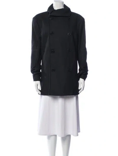 Pre-owned Helmut Lang Wool Peacoat In Blue