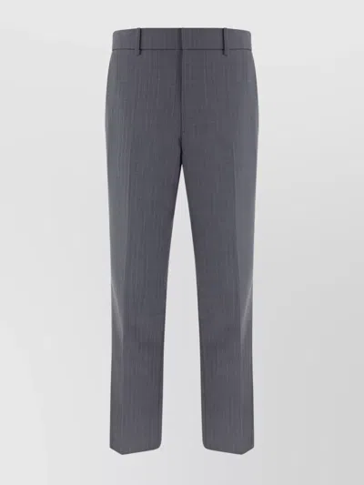 Helmut Lang Wool Pinstripe Straight Leg Trousers In Gray