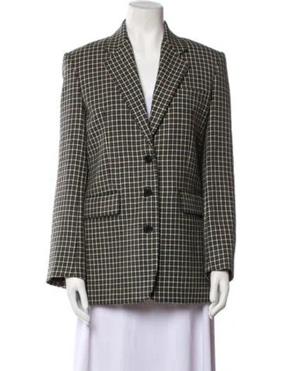 Pre-owned Helmut Lang Wool Plaid Print Blazer In Black