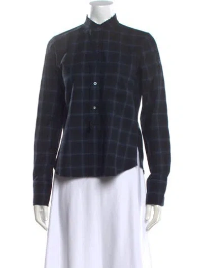 Pre-owned Helmut Lang Wool Plaid Print Button-up Top In Black