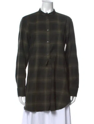 Pre-owned Helmut Lang Wool Plaid Print Top In Black