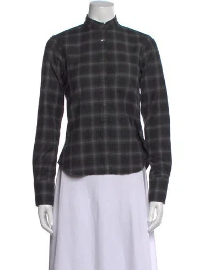 Pre-owned Helmut Lang Wool Plaid Print Top In Grey
