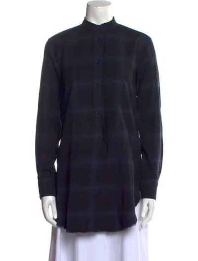 Pre-owned Helmut Lang Wool Plaid Print Tunic In Blue