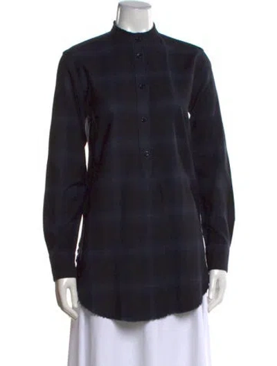 Pre-owned Helmut Lang Wool Plaid Print Tunic In Blue