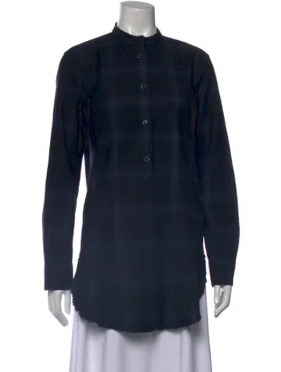 Pre-owned Helmut Lang Wool Plaid Print Tunic In Blue