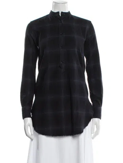 Pre-owned Helmut Lang Wool Plaid Print Tunic In Gray