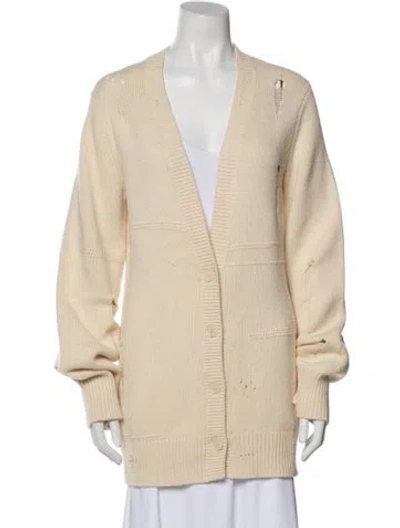 Pre-owned Helmut Lang Wool Plunge Neckline Sweater In Neutral