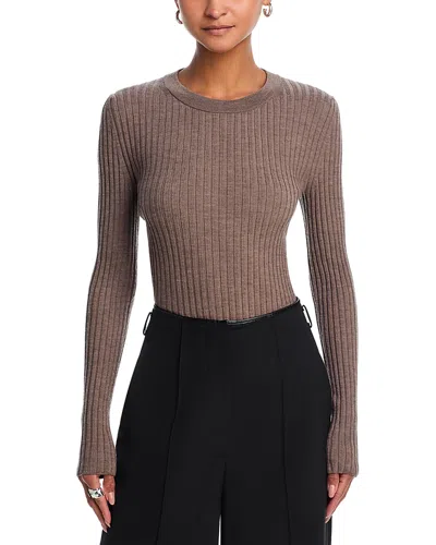 Helmut Lang Wool Ribbed Open Back Sweater In Gray
