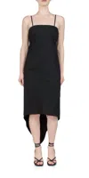 Helmut Lang Wool Scarf Hem Dress In Black In Black