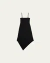 Helmut Lang Scarf Hem Wool Midi Dress In Black