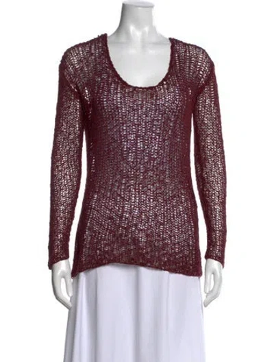 Pre-owned Helmut Lang Wool Scoop Neck Top In Burgundy