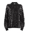 Helmut Lang Wool Palette Sequin Polo Top In Black