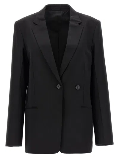 Helmut Lang Asymmetrical Wool Blazer In Black