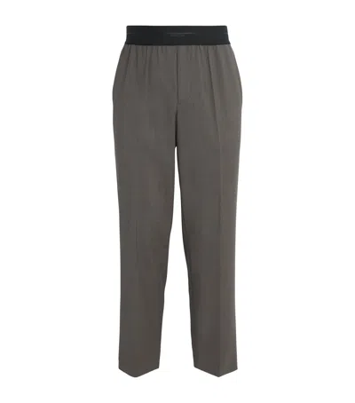 Helmut Lang Wool Straight Trousers In Brown