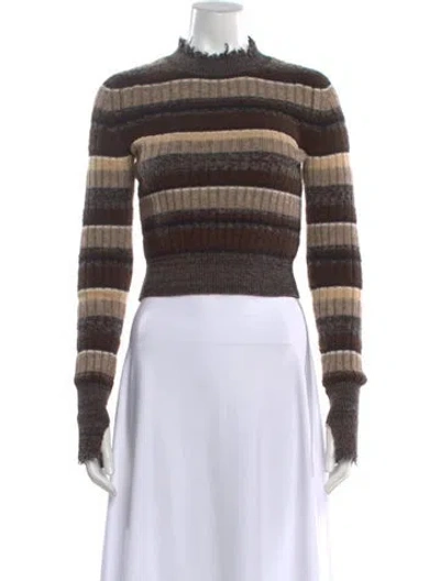 Pre-owned Helmut Lang Wool Striped Sweater In Brown