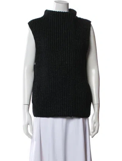 Pre-owned Helmut Lang Wool Striped Vest In Black