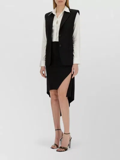 Helmut Lang Wool Tailored Vest Jacket Notch Lapel In Black