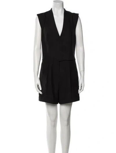 Pre-owned Helmut Lang Wool V-neck Romper In Black