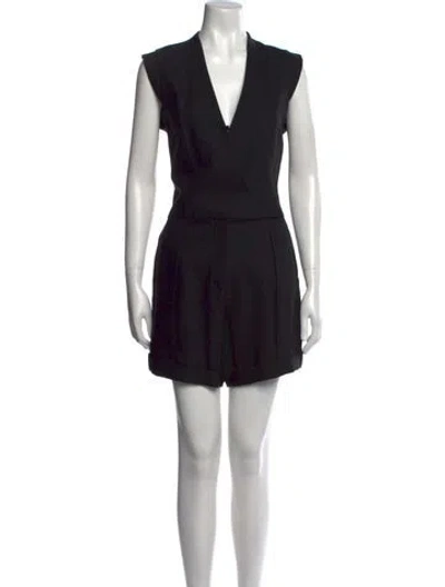 Pre-owned Helmut Lang Wool V-neck Romper In Black