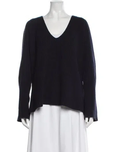 Pre-owned Helmut Lang Wool V-neck Sweater In Blue
