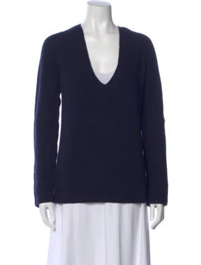 Pre-owned Helmut Lang Wool V-neck Sweater In Blue