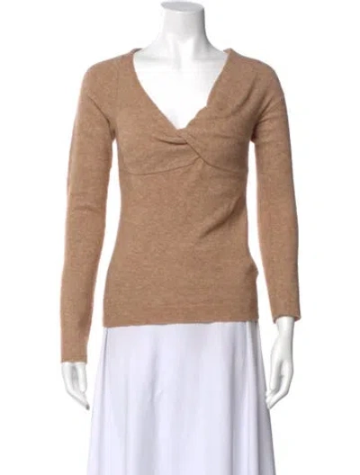 Pre-owned Helmut Lang Wool V-neck Sweater In Brown