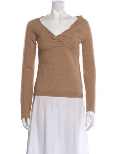 Pre-owned Helmut Lang Wool V-neck Sweater In Brown