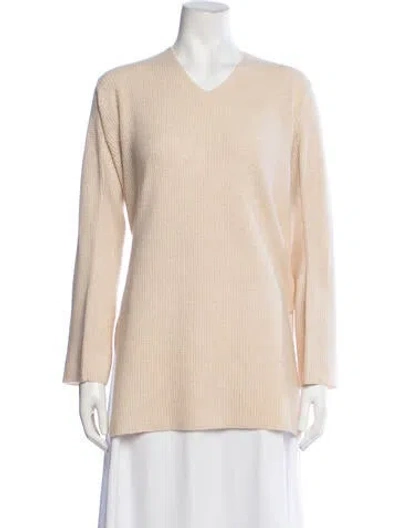 Pre-owned Helmut Lang Wool V-neck Sweater In Brown