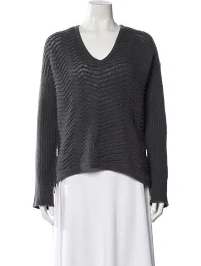 Pre-owned Helmut Lang Wool V-neck Sweater In Gray
